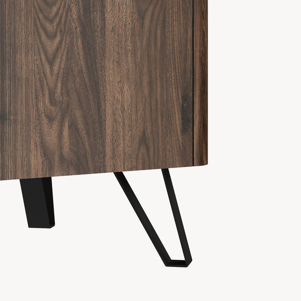 Masuta cafea cu 2 sertare Trorlon 100x50x40 cm efect nuc/travertin decor/negru [en.casa]