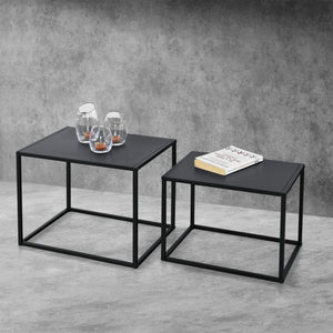 Set 2 masute living Rona masuri diferite negru mat [en.casa]