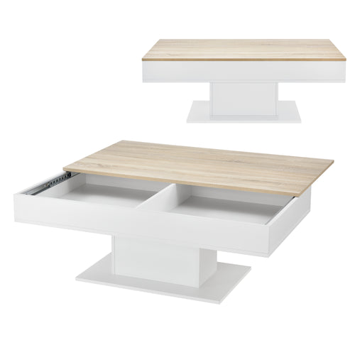 Couchtisch Lünen 40x110x60cm mit 2 Staufächer Eicheoptik Weiß en.casa - premiumXL
