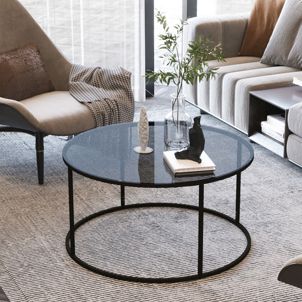 Couchtisch Kolari 45 x Ø80 cm Schwarz/Transparent versch. Farben [en.casa] - premiumXL
