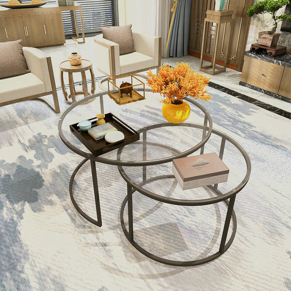 Set 2 bucati masute cafea masuri diferite Kokkola blat sticla culori diferite [en.casa]