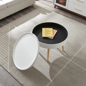 Masuta cafea Bongard 60x45 cm alb/natur [en.casa]
