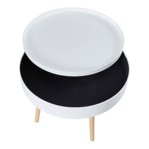 Masuta cafea Bongard 60x45 cm alb/natur [en.casa]