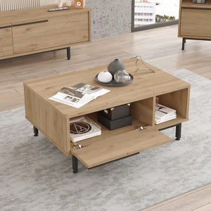 Masuta cafea cu compartiment si raft depozitare Majaajoå 90x60x37,5cm [en.casa]