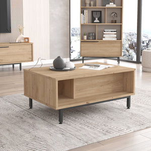 Masuta cafea cu compartiment si raft depozitare Majaajoå 90x60x37,5cm [en.casa]