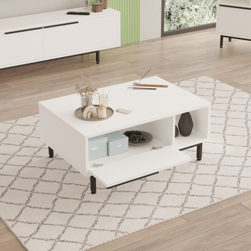 Masuta cafea cu compartiment si raft depozitare Majaajoå 90x60x37,5cm [en.casa]