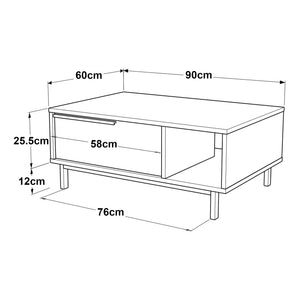 Masuta cafea cu compartiment si raft depozitare Majaajoå 90x60x37,5cm [en.casa]