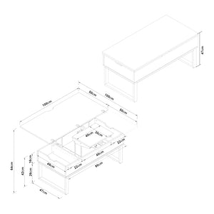 Masuta cafea cu blat extensibil si care se poate ridica Rauli 100x50x47 cm [en.casa]