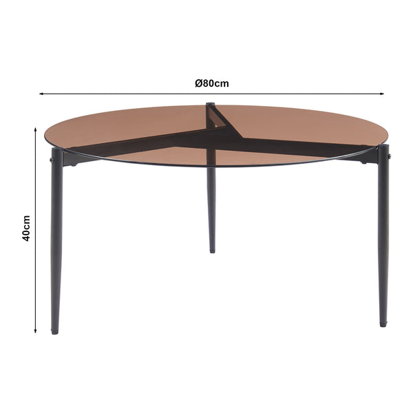 Masuta cafea Ulökantaa Ø 80x40 cm sticla fumurie [en.casa]