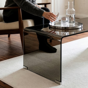 Masuta cafea Väsas 90x45x35 cm sticla curbata [en.casa] 
