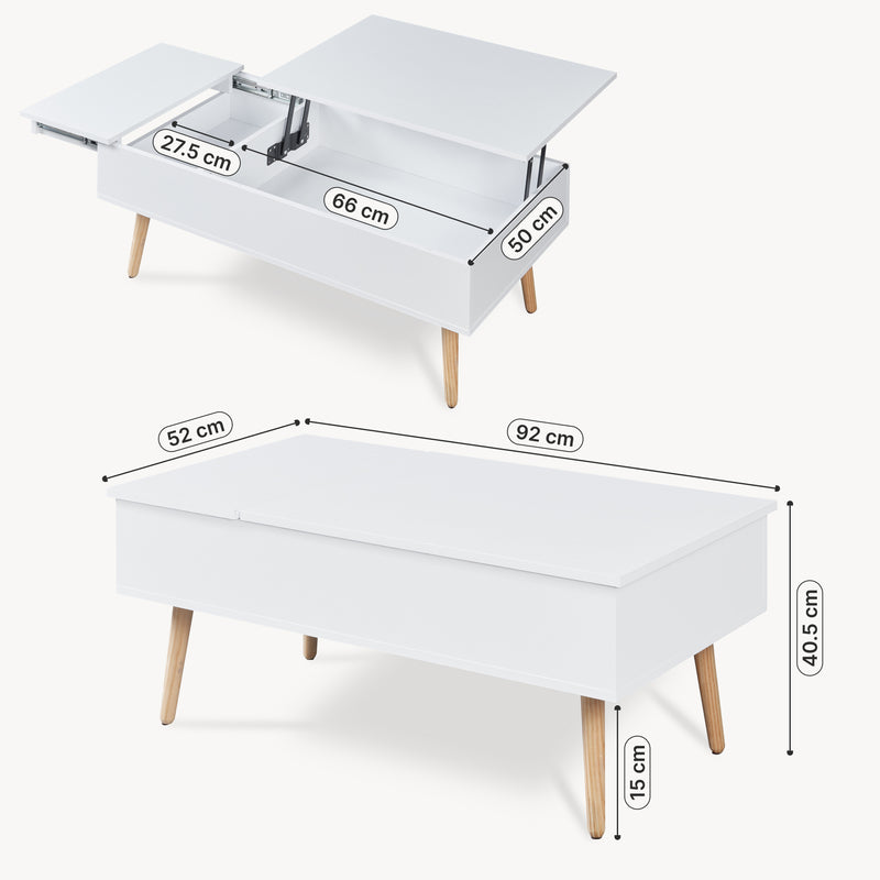 Schiță cotată Masuta cafea cu spatiu depozitare Flesen 92x52x40,5 cm [en.casa]