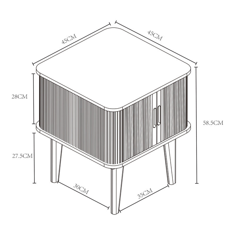 Schiță cotată Noptiera Tysvær 58,5x45x45cm bambus [en.casa]