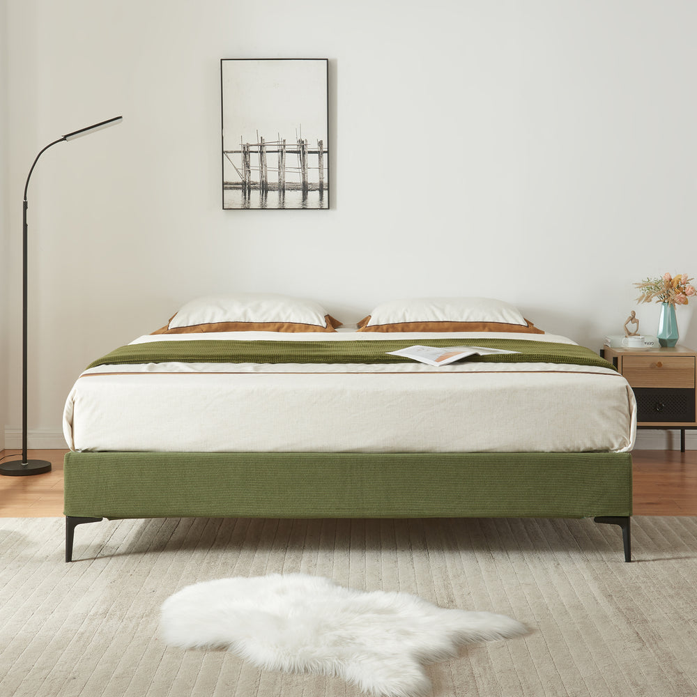 Pat tapitat cu saltea Lilla textil [en.casa]