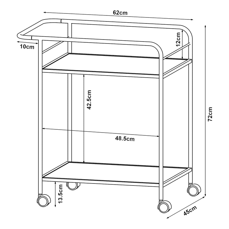 Schiță cotată Carucior servire la masa Hole 72x62x45cm culori diferite [en.casa]