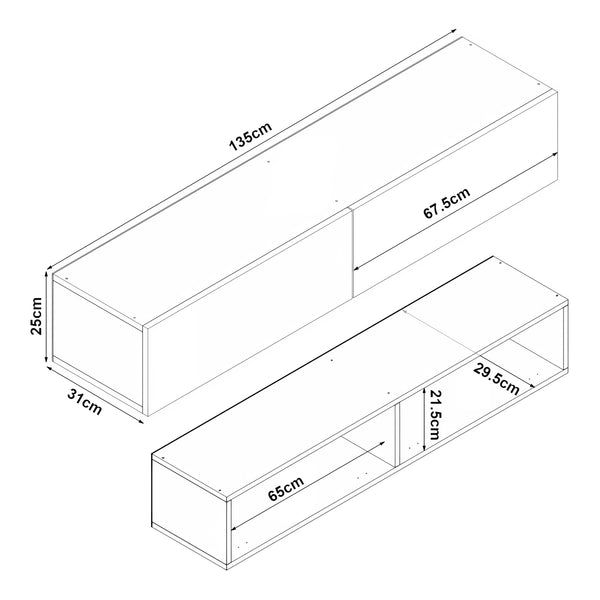 Dulap TV Toivakka 135x31x25cm în diferite culori [en.casa]