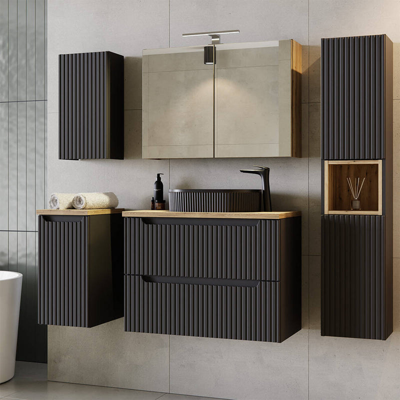 Schiță cotată Set dulap baie XX Newport negru [en.casa]