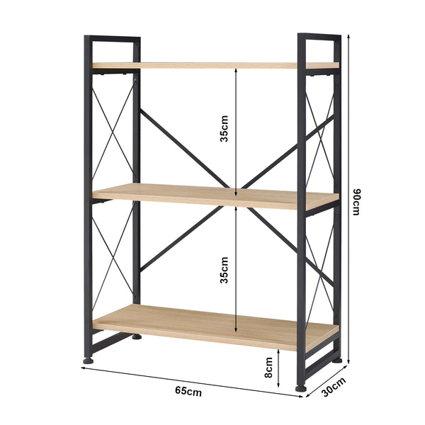 Raft carti Skørping negru/efect stejar [en.casa]