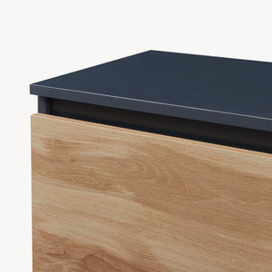 Comoda cu usi si sertare Kyr negru/efect stejar rustic [en.casa]
