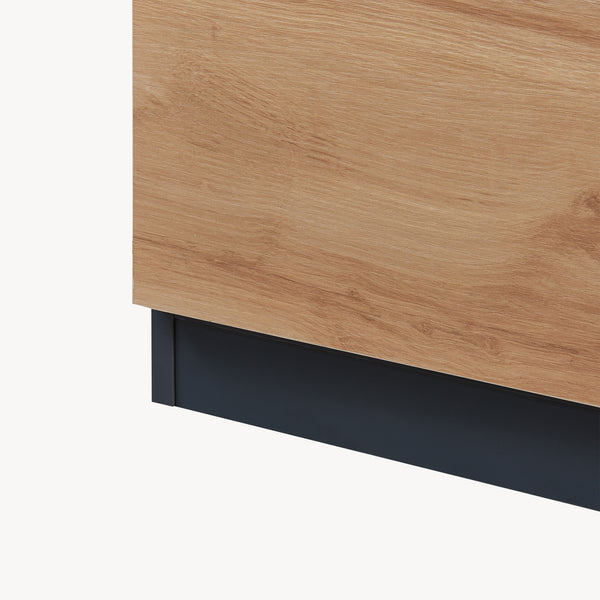 Comoda cu usi si sertare Kyr negru/efect stejar rustic [en.casa]