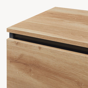 Comoda cu usi si sertare Kyr negru/efect stejar rustic [en.casa]
