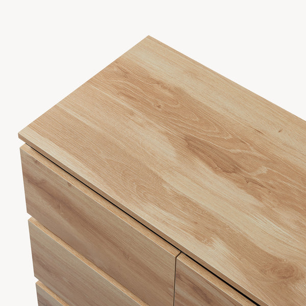 Comoda cu usi si sertare Kyr negru/efect stejar rustic [en.casa]