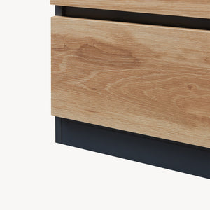 Comoda cu usi si sertare Kyr negru/efect stejar rustic [en.casa]