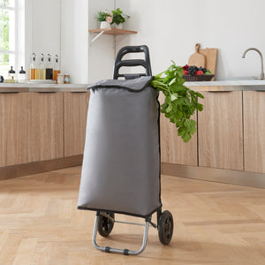 Carucior pliabil cumparaturi Aaby - NEU 95.5x35x29 cm 30 kg gri inchis/negru [en.casa]