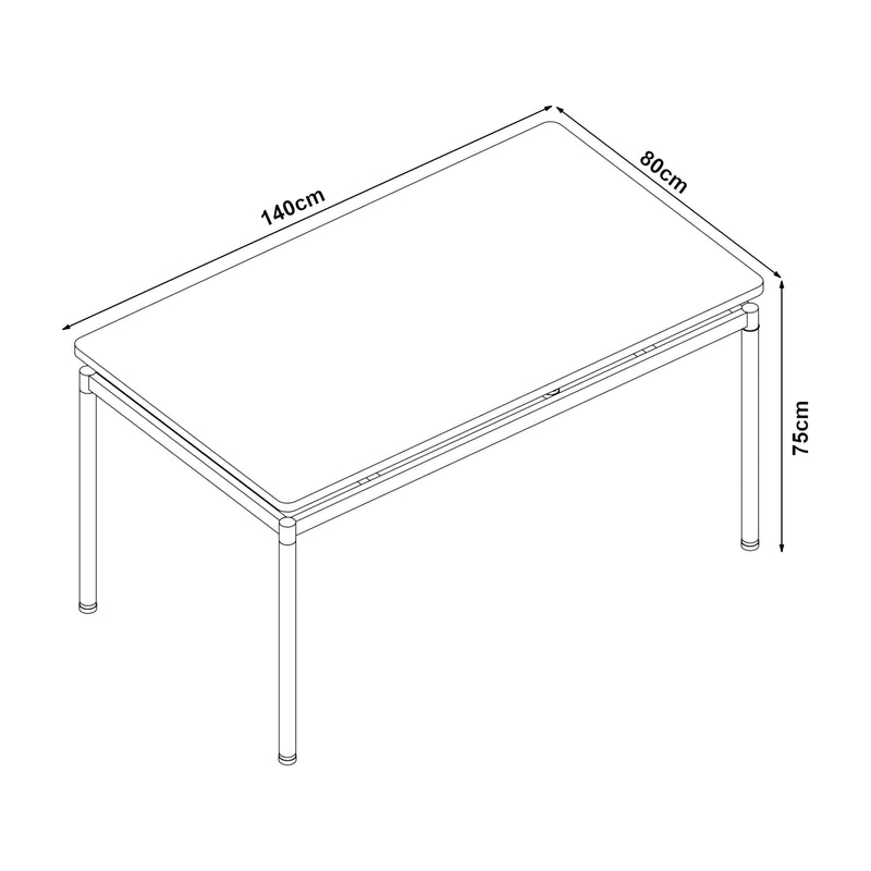 Schiță cotată Set masa si 4 scaune Hemnes 75x140x80 cm [en.casa]