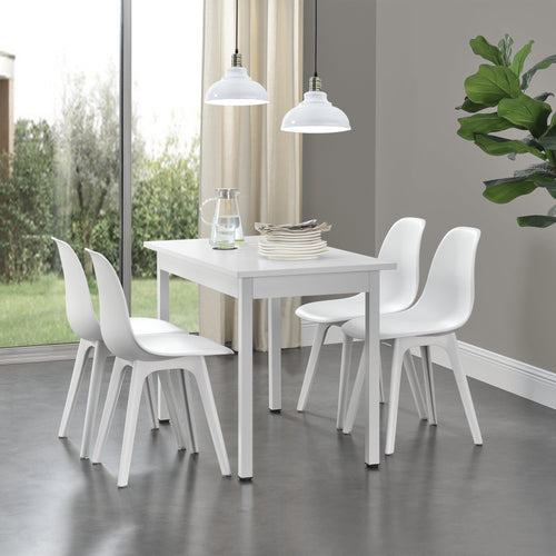Grup de luat masa Horten 5 piese Masă 120x60 cm Alb [en.casa]