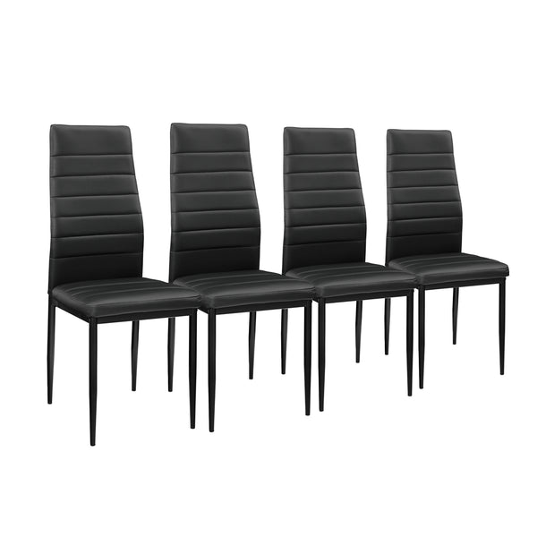 Set Hamburg masa cu 4 scaune otel sticla imitatie piele culori diferite [en.casa]
