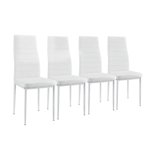 Set Hamburg masa cu 4 scaune otel sticla imitatie piele culori diferite [en.casa]