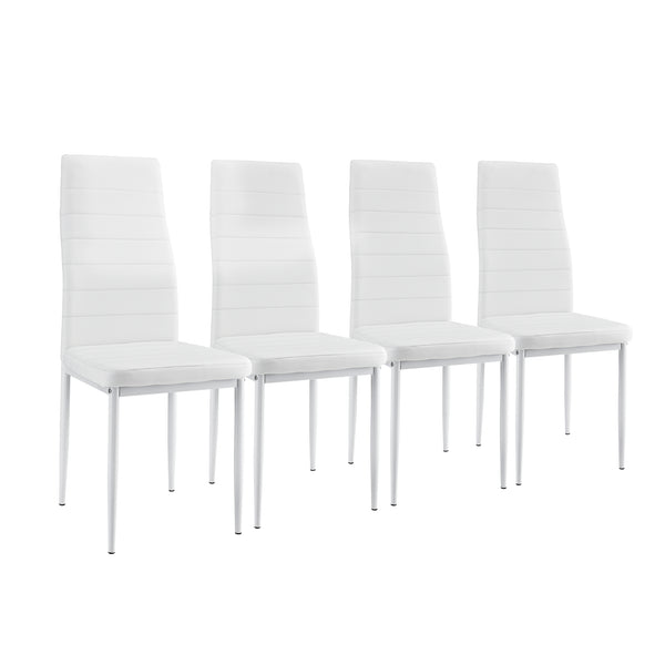 Set Hamburg masa cu 4 scaune otel sticla imitatie piele culori diferite [en.casa]