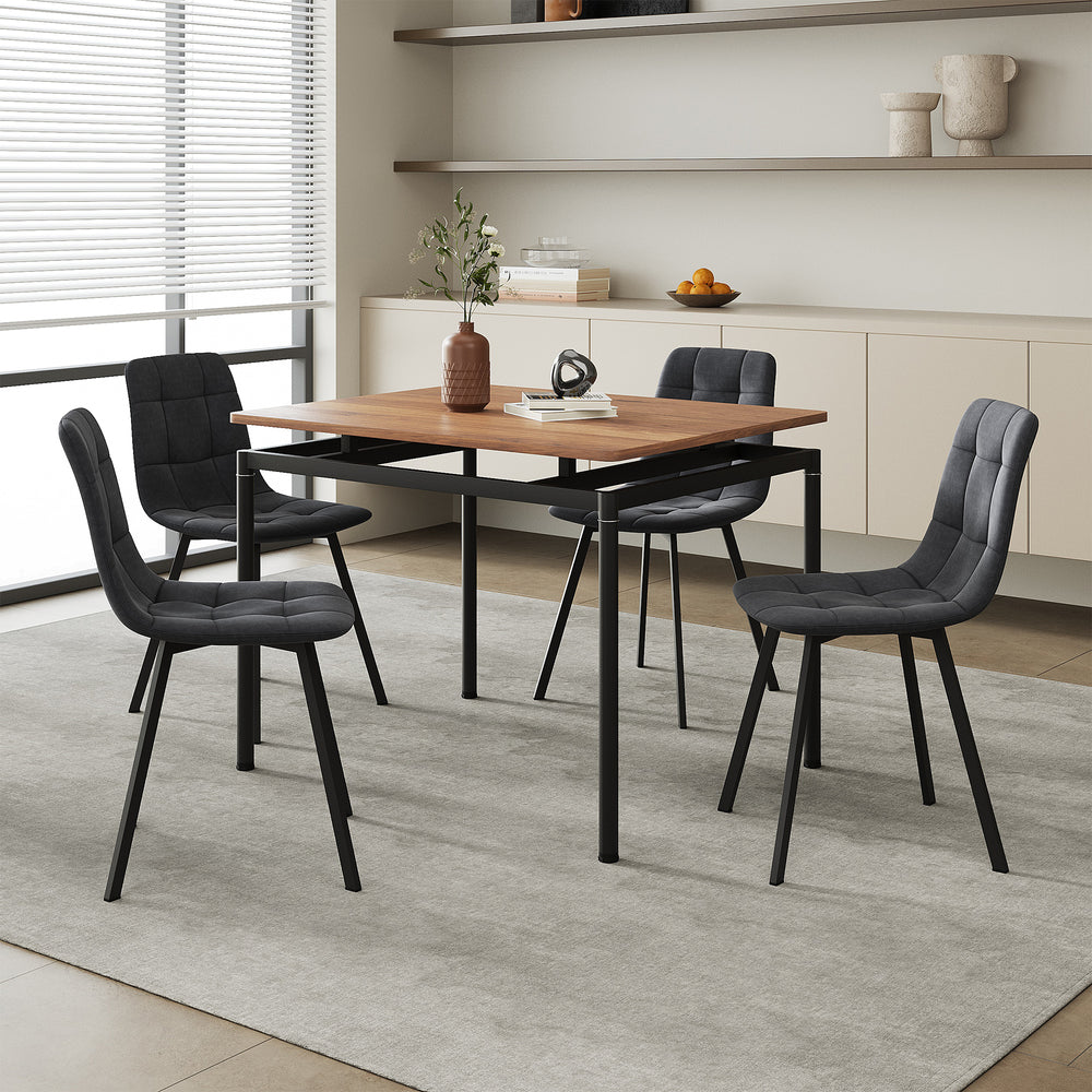 Set masa si 4 scaune Hemnes 75x100x60 cm efect lemn stejar/gri inchis [en.casa]