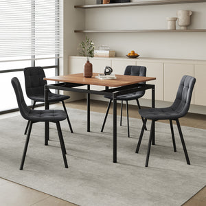 Set masa si 4 scaune Hemnes 75x100x60 cm efect lemn stejar/gri inchis [en.casa]