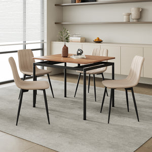 Set masa si 4 scaune Hemnes 75x100x60 cm efect lemn stejar/maro deschis [en.casa]