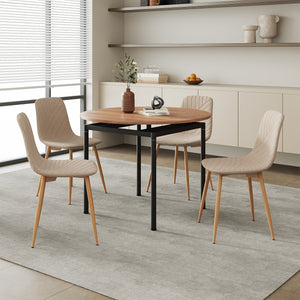 Set masa rotunda si 4 scaune Hemnes 75x100 cm efect lemn stejar/maro deschis [en.casa]