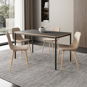 Set masa si 4 scaune Lindesberg 75x140x80 cm gri/maro deschis [en.casa]
