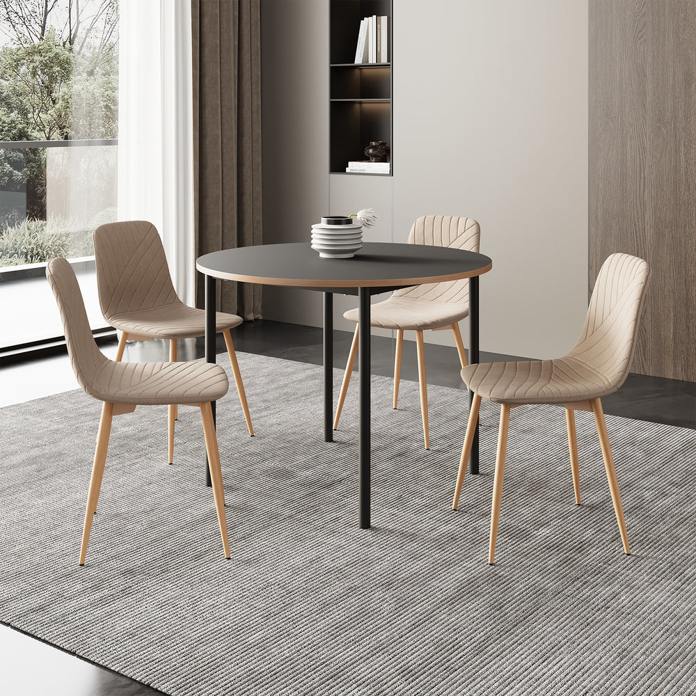 Set masa rotunda si 4 scaune Lindesberg 75x100 cm gri/efect stejar/maro deschis [en.casa]