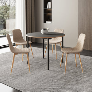 Set masa rotunda si 4 scaune Lindesberg 75x100 cm gri/efect stejar/maro deschis [en.casa]