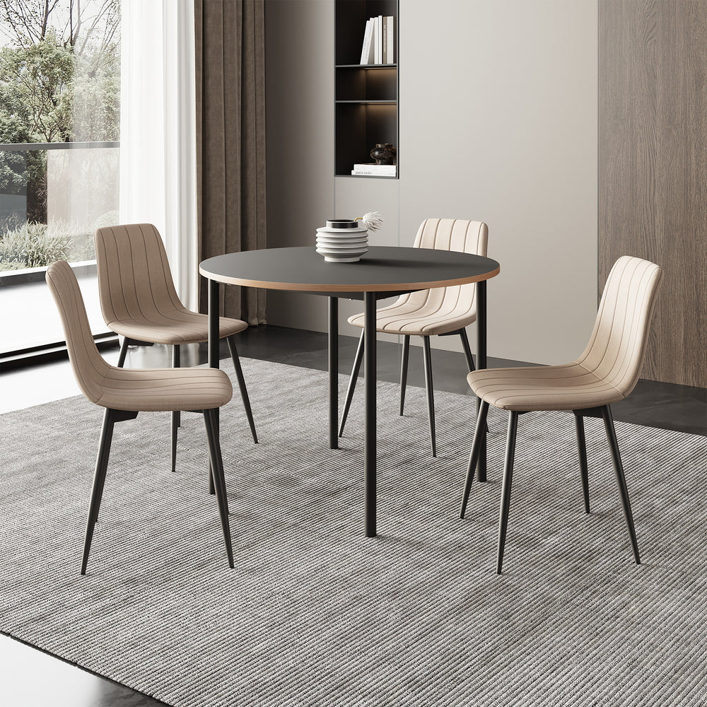 Set masa rotunda si 4 scaune Lindesberg 75x100 cm gri/maro deschis [en.casa]