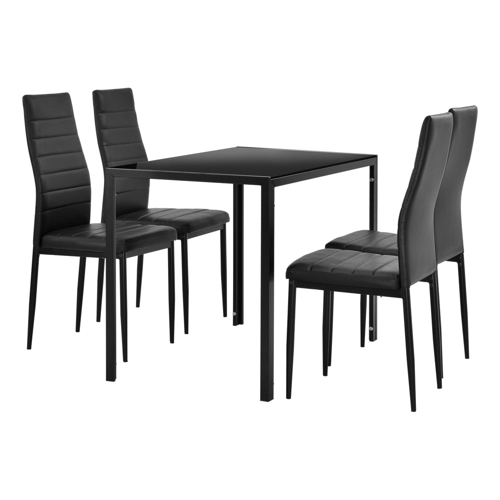 Set Hamburg masa cu 4 scaune otel sticla imitatie piele culori diferite [en.casa]