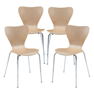 Set 4 scaune bucatarie stivuibile Essunga 80x48x45,5cm metal mesteacan [en.casa]