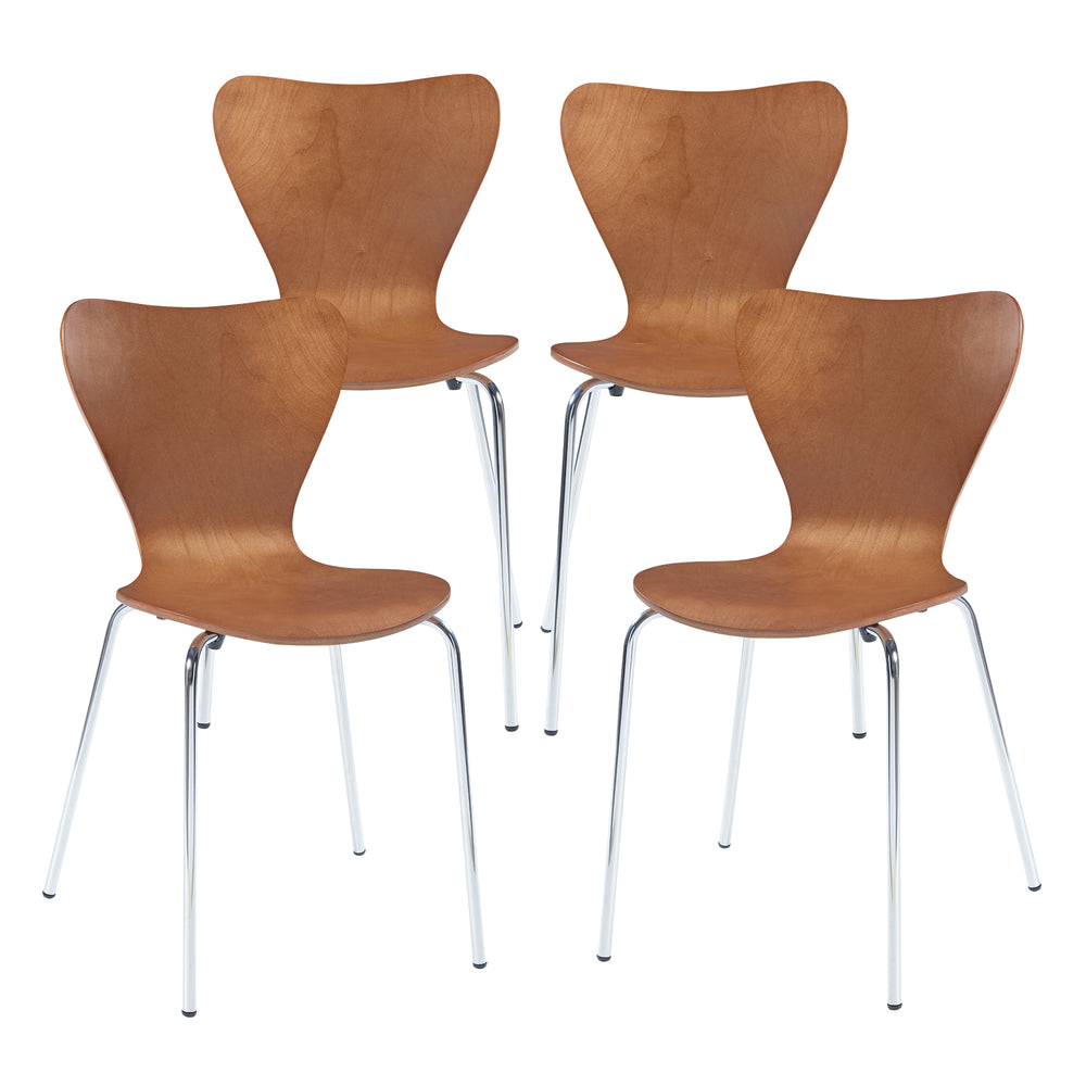 Set 4 scaune bucatarie stivuibile Essunga 80x48x45,5cm metal mesteacan [en.casa]