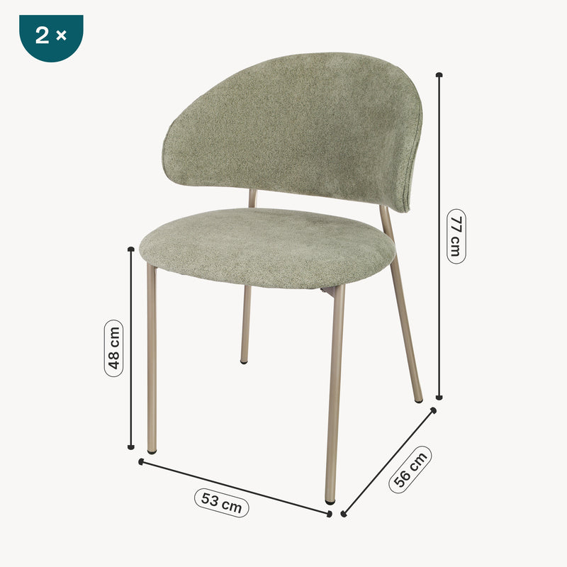 Schiță cotată Set scaune bucatarie Lipis 77x53x56 cm verde [en.casa]