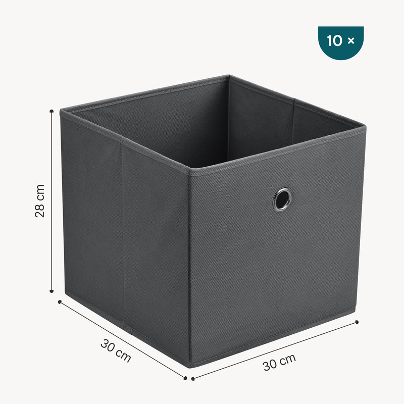 Schiță cotată Set 10 buc cutii Faltbox pliabile pentru depozitare culori diferite [en.casa]