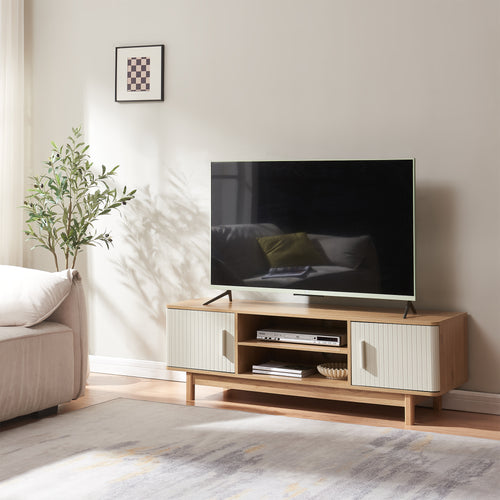 Comoda TV cu 2 usi Ferrersp 140x40x45 cm efect stejar/oatmeal [en.casa]