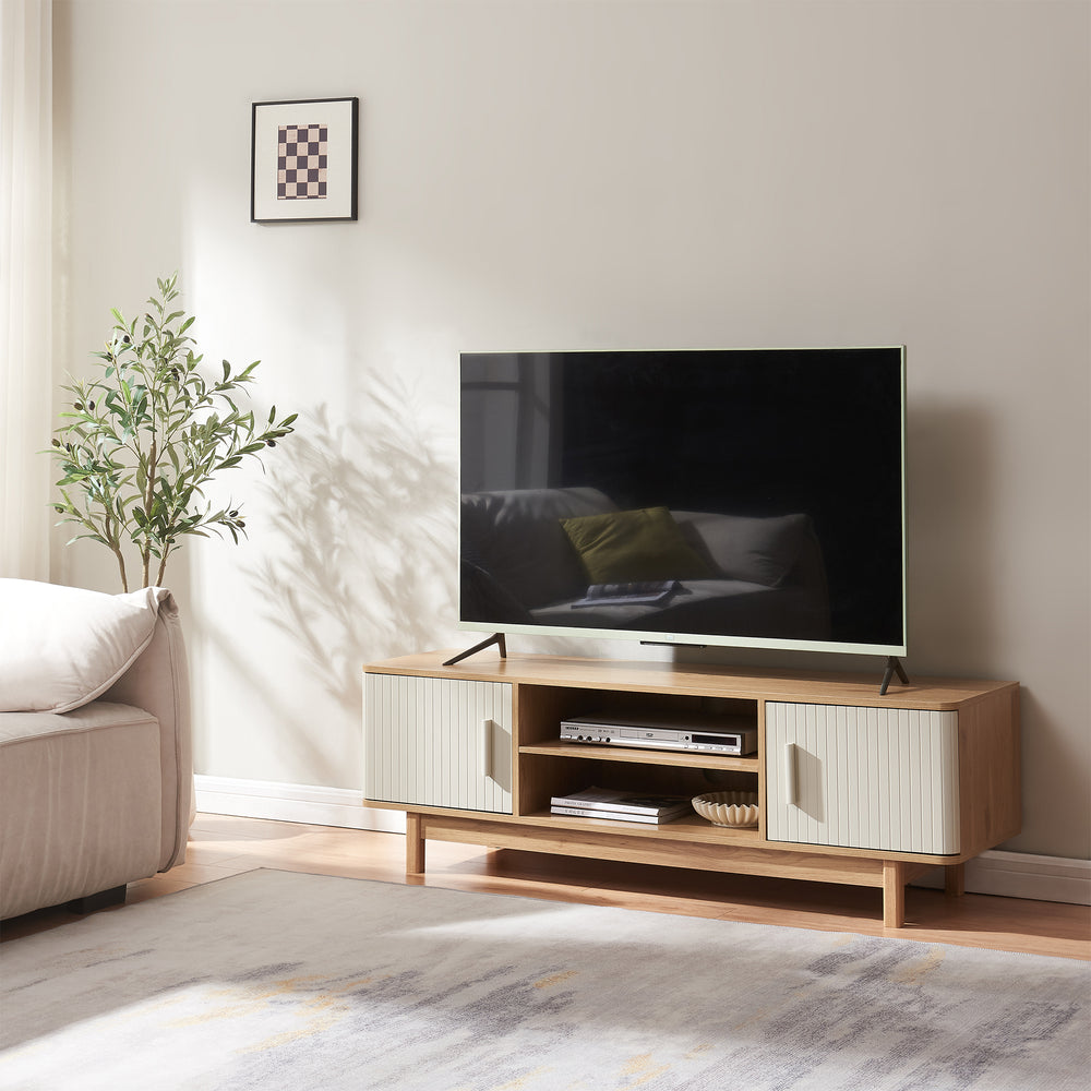 Comoda TV cu 2 usi Ferrersp 140x40x45 cm efect stejar/oatmeal [en.casa]