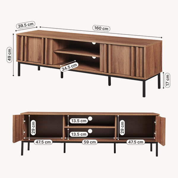 Dulap TV Kilmandar 160x40x49 cm aspect nuc [en.casa]
