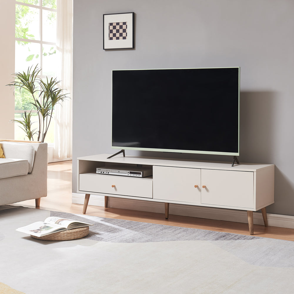 Fernsehschrank Hallevil 150x39x45 cm Weiß [en.casa] - premiumXL