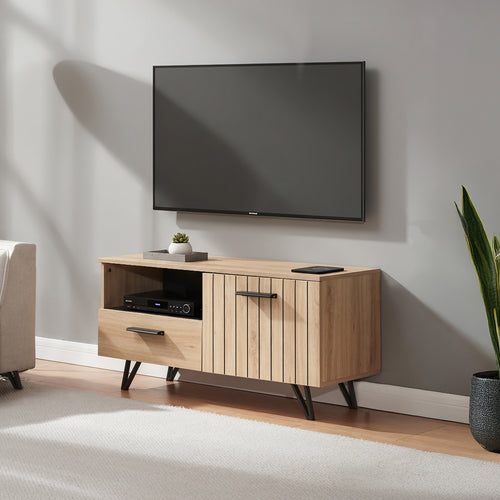 Comoda TV Noppen efect stejar/negru [en.casa]